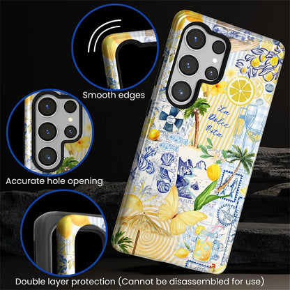Case Designed for Samsung Galaxy S25 Ultra, Hybrid 2-Layer Case, Military-Grade Protection Durable Shockproof Anti-Scratch Phone Case, Italian Lemon Summer Collage