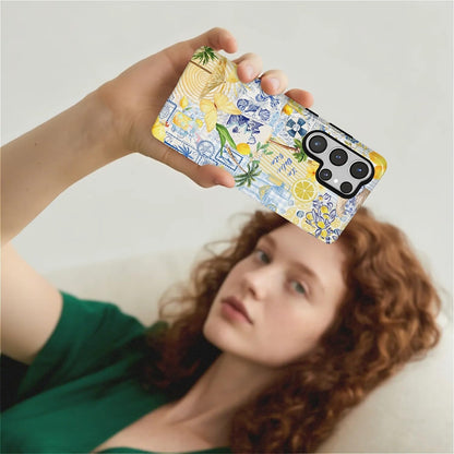 Case Designed for Samsung Galaxy S25 Ultra, Hybrid 2-Layer Case, Military-Grade Protection Durable Shockproof Anti-Scratch Phone Case, Italian Lemon Summer Collage