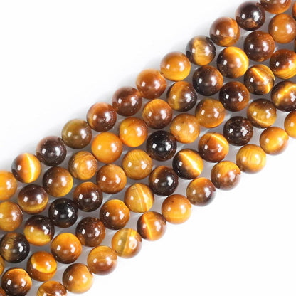 4mm Natural Gemstone Round Stone Beads for Jewelry Making Yellow Tiger Eye Crystal Beads for Bracelets Men Necklace Making Supplies (15"/Strand)