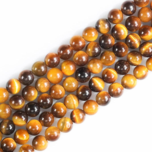 4mm Natural Gemstone Round Stone Beads for Jewelry Making Yellow Tiger Eye Crystal Beads for Bracelets Men Necklace Making Supplies (15"/Strand)