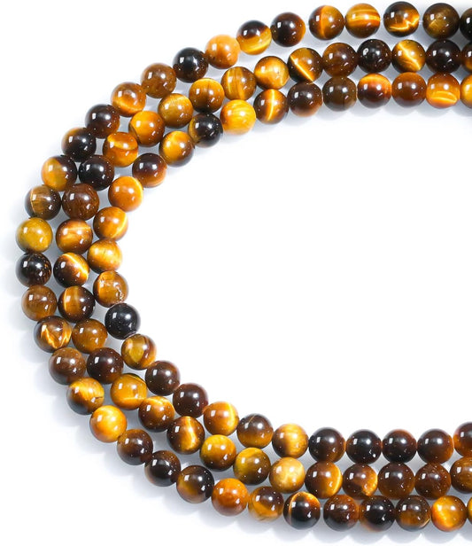 4mm Natural Gemstone Round Stone Beads for Jewelry Making Yellow Tiger Eye Crystal Beads for Bracelets Men Necklace Making Supplies (15"/Strand)