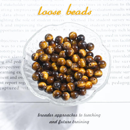 4mm Natural Gemstone Round Stone Beads for Jewelry Making Yellow Tiger Eye Crystal Beads for Bracelets Men Necklace Making Supplies (15"/Strand)