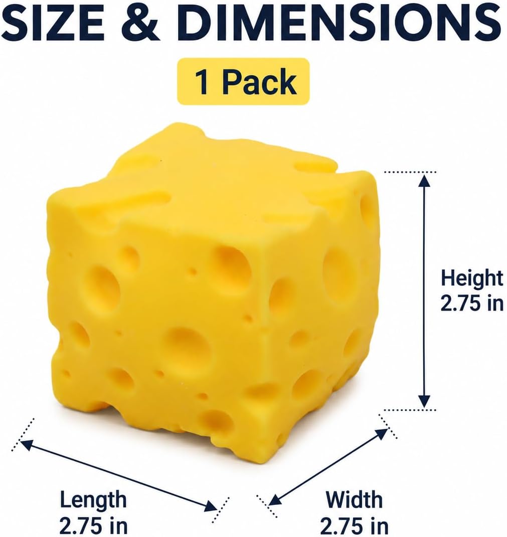 Cheese Squishy Toy, 1 Pack Soft Cheese-Shaped Squeeze Toy for Stress Relief, Big Cheese Squishy, Sensory Fidget Desk Toy for Office, Novelty Gifts for Adults - Yellow 1 Pack