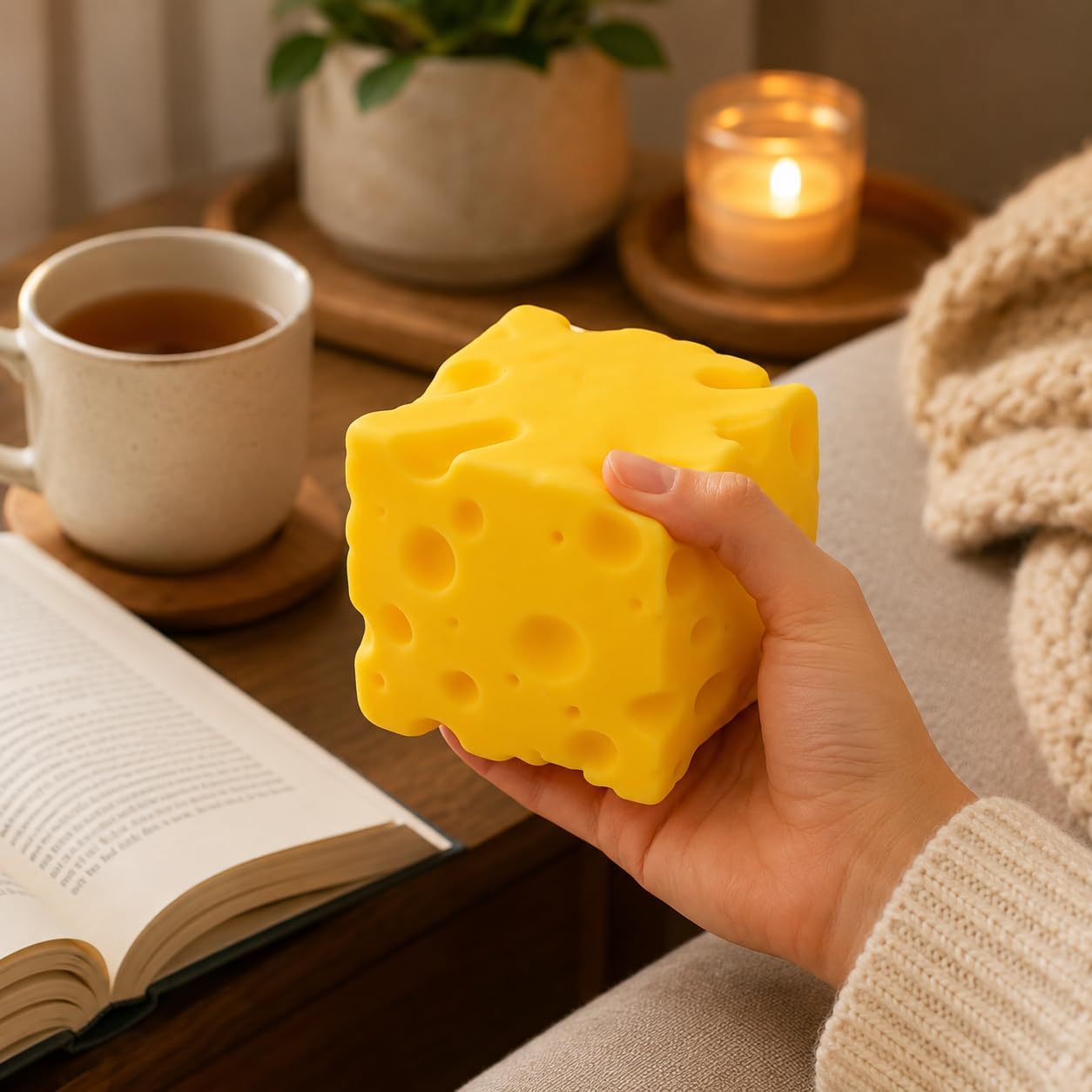 Cheese Squishy Toy, 1 Pack Soft Cheese-Shaped Squeeze Toy for Stress Relief, Big Cheese Squishy, Sensory Fidget Desk Toy for Office, Novelty Gifts for Adults - Yellow 1 Pack