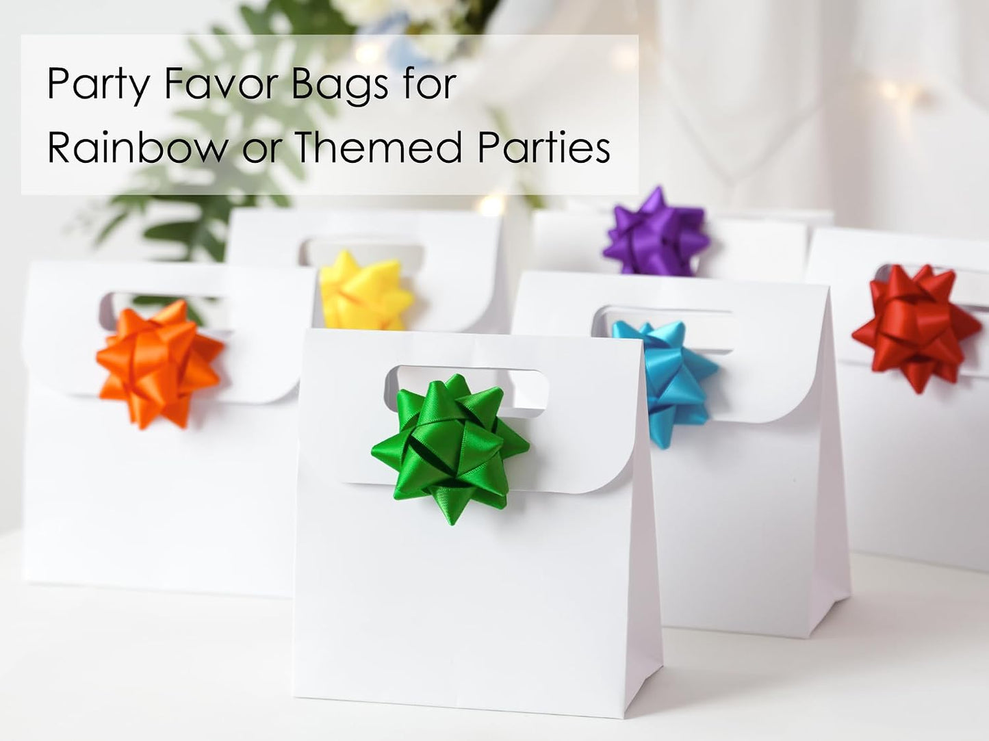 36 Pcs Rainbow Bows for Gift Wrapping 2.5 inch Self Adhesive Yellow/Orange/Red/Purple/Blue/Emerald Green Satin Gift Bows for Presents DIY Crafts Birthday Pride Day Party Decor