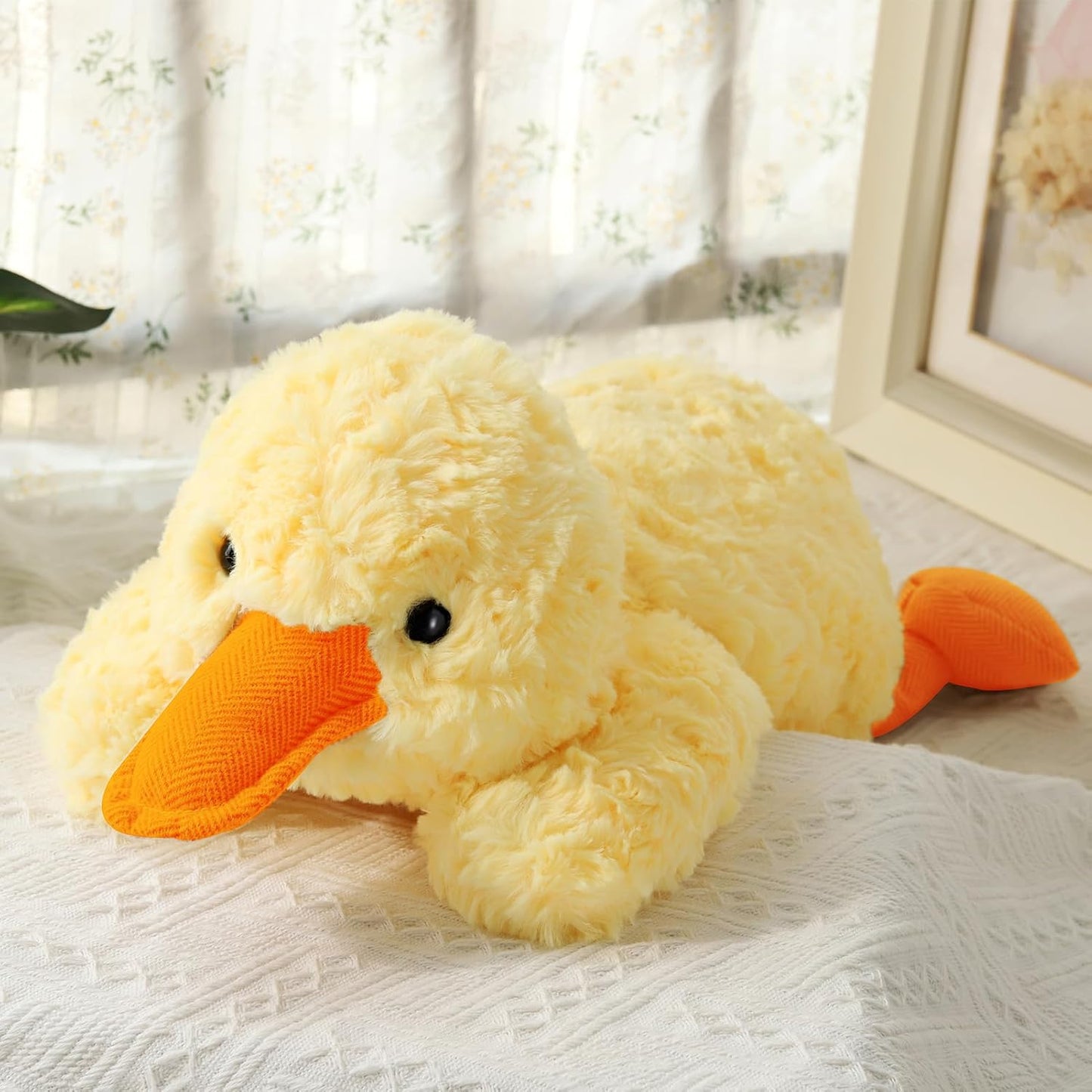 Soft Weighted Duck Stuffed Animal 20.5" 2Lbs, Sturdy and Fluffy Yellow Duck Plush Toy for Kids Cuddle, Cute Plushy Hugging Pillow Toy for Kids (20.5"x7.9"x5.9")