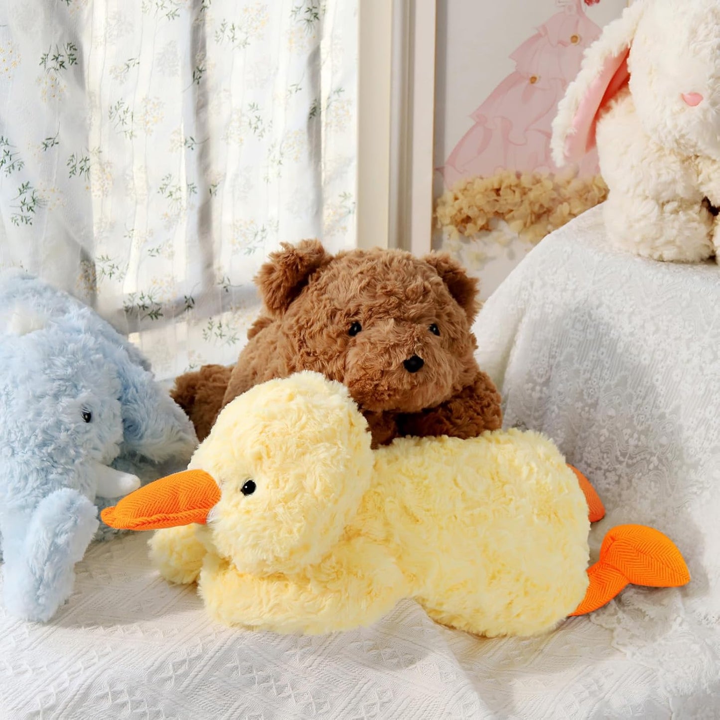 Soft Weighted Duck Stuffed Animal 20.5" 2Lbs, Sturdy and Fluffy Yellow Duck Plush Toy for Kids Cuddle, Cute Plushy Hugging Pillow Toy for Kids (20.5"x7.9"x5.9")