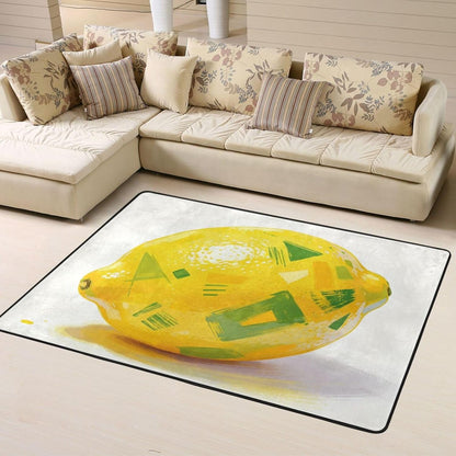 Area Rugs for Living Room 63X48 inch Non-Slip Doormat Low Profile Floor Mats Art Lemon Area Rug Entrance Mat Machine Washable Carpet for Bedroom Dining Room Office Home Decor