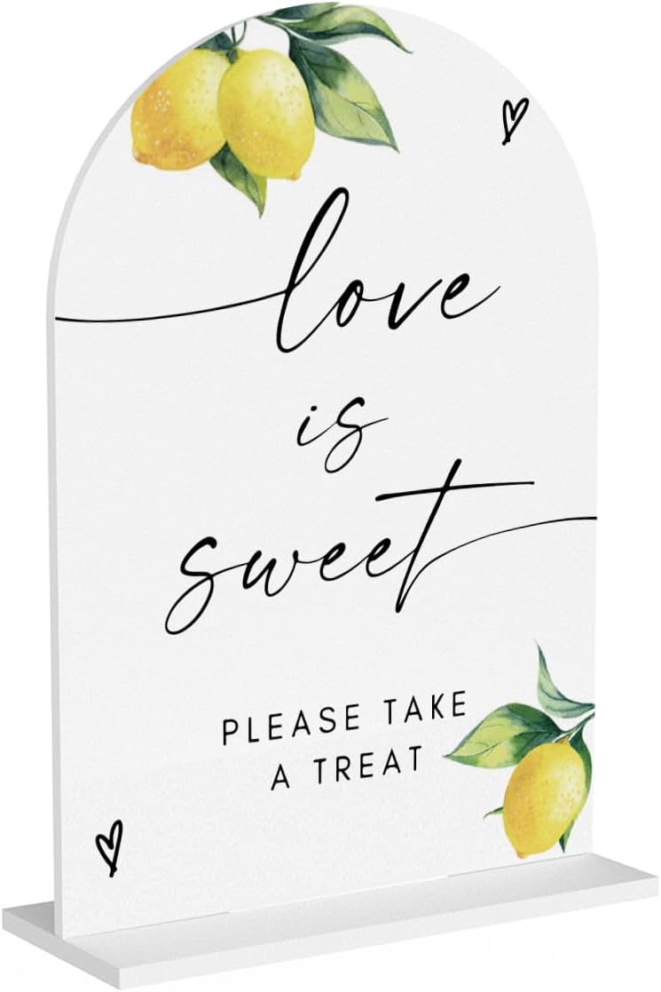 Lemon Love Is Sweet Take A Treat Acrylic Sign Dessert Table Dessert Bar Sign Wedding Engagement Bridal Shower Decor for Party Event Ceremony Reception Table Desk Decor 5"x7"
