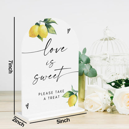 Lemon Love Is Sweet Take A Treat Acrylic Sign Dessert Table Dessert Bar Sign Wedding Engagement Bridal Shower Decor for Party Event Ceremony Reception Table Desk Decor 5"x7"