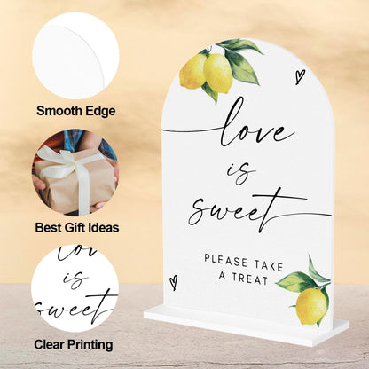 Lemon Love Is Sweet Take A Treat Acrylic Sign Dessert Table Dessert Bar Sign Wedding Engagement Bridal Shower Decor for Party Event Ceremony Reception Table Desk Decor 5"x7"