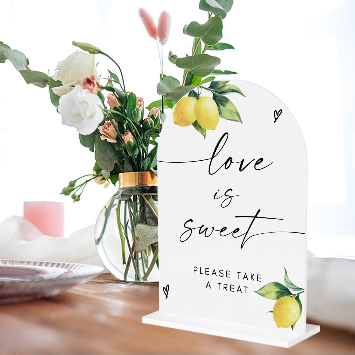 Lemon Love Is Sweet Take A Treat Acrylic Sign Dessert Table Dessert Bar Sign Wedding Engagement Bridal Shower Decor for Party Event Ceremony Reception Table Desk Decor 5"x7"