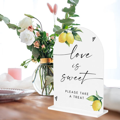 Lemon Love Is Sweet Take A Treat Acrylic Sign Dessert Table Dessert Bar Sign Wedding Engagement Bridal Shower Decor for Party Event Ceremony Reception Table Desk Decor 5"x7"
