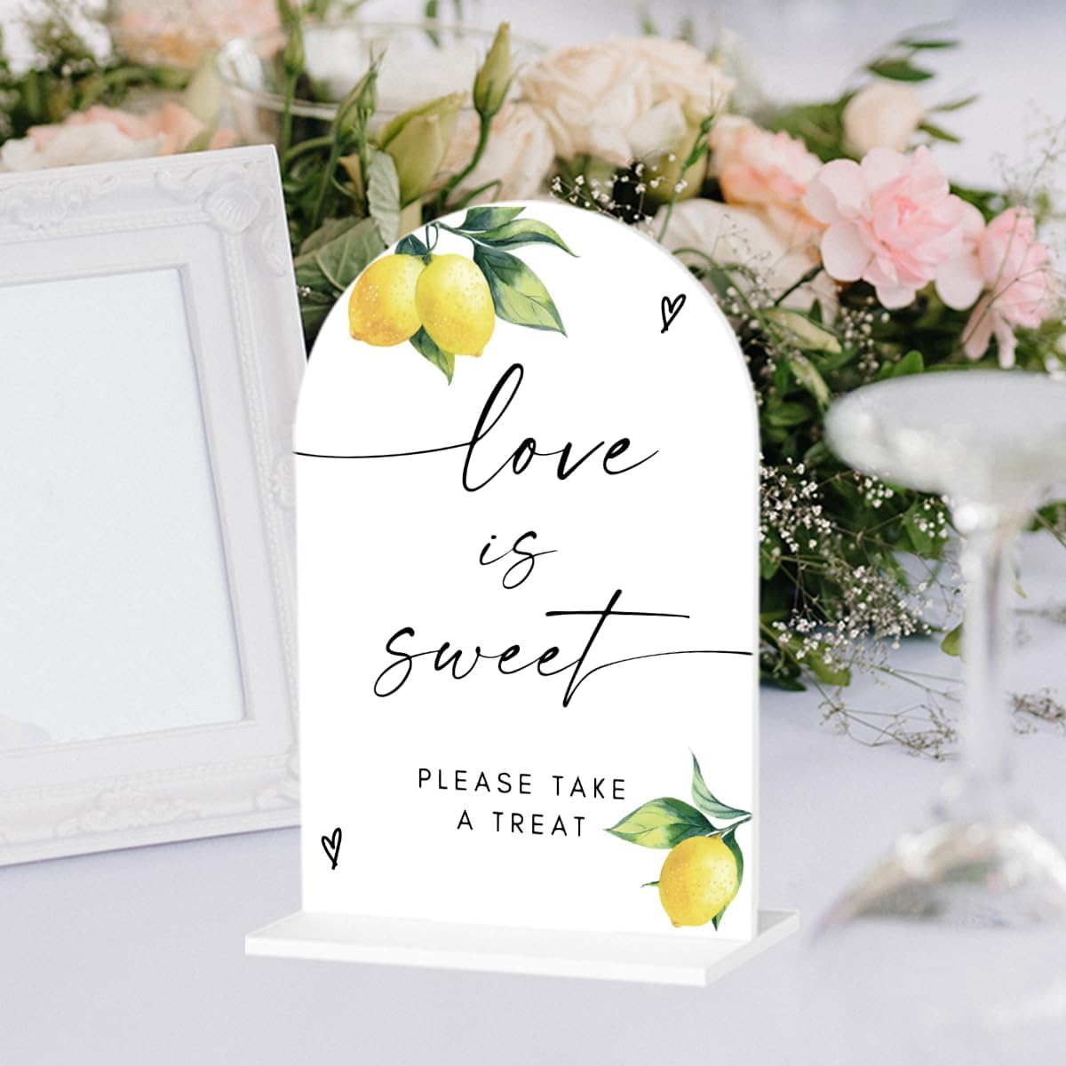 Lemon Love Is Sweet Take A Treat Acrylic Sign Dessert Table Dessert Bar Sign Wedding Engagement Bridal Shower Decor for Party Event Ceremony Reception Table Desk Decor 5"x7"