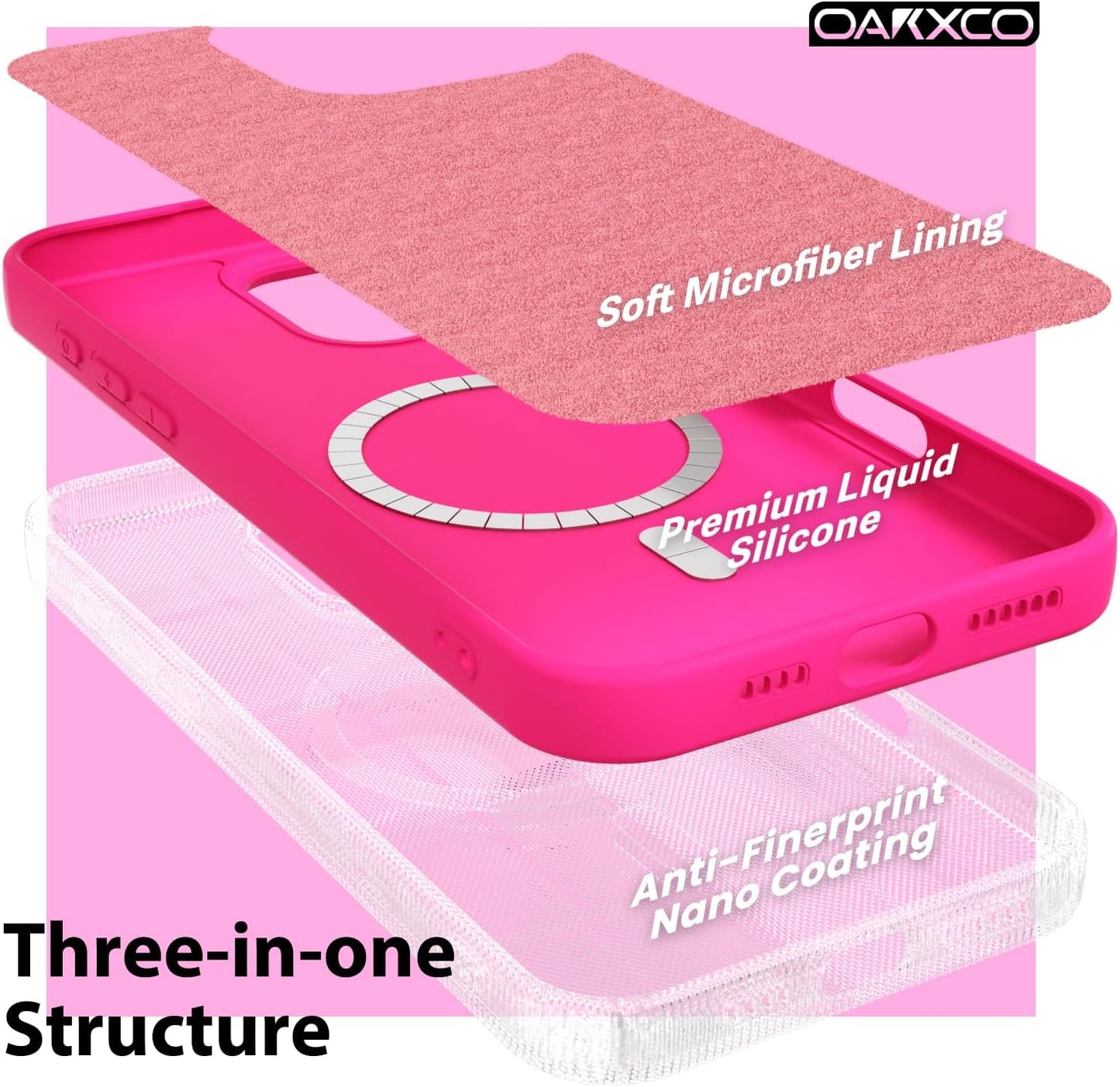 for iPhone 14 Pro Max Case Silicone Mag Safe, Magnetic Slim Thin Phone Case Compatible with Magsafe Wireless Charging, Cute Girly Bright Fluorescent Rubber Gel for Women Girls, Neon Hot Pink