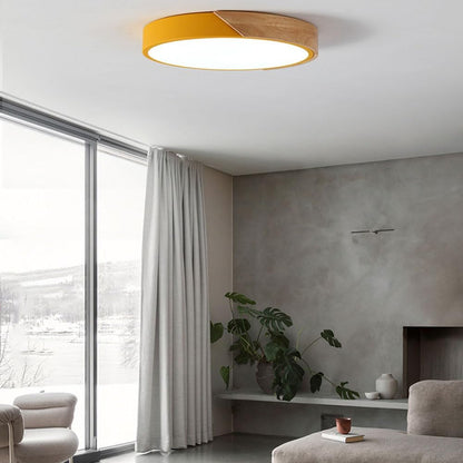 LED Modern Wood Recessed Ceiling Lights, 24 Inch - 54W Dimmable 3000K-6000K Living Room Bedroom Flush Mount Ceiling Lamp