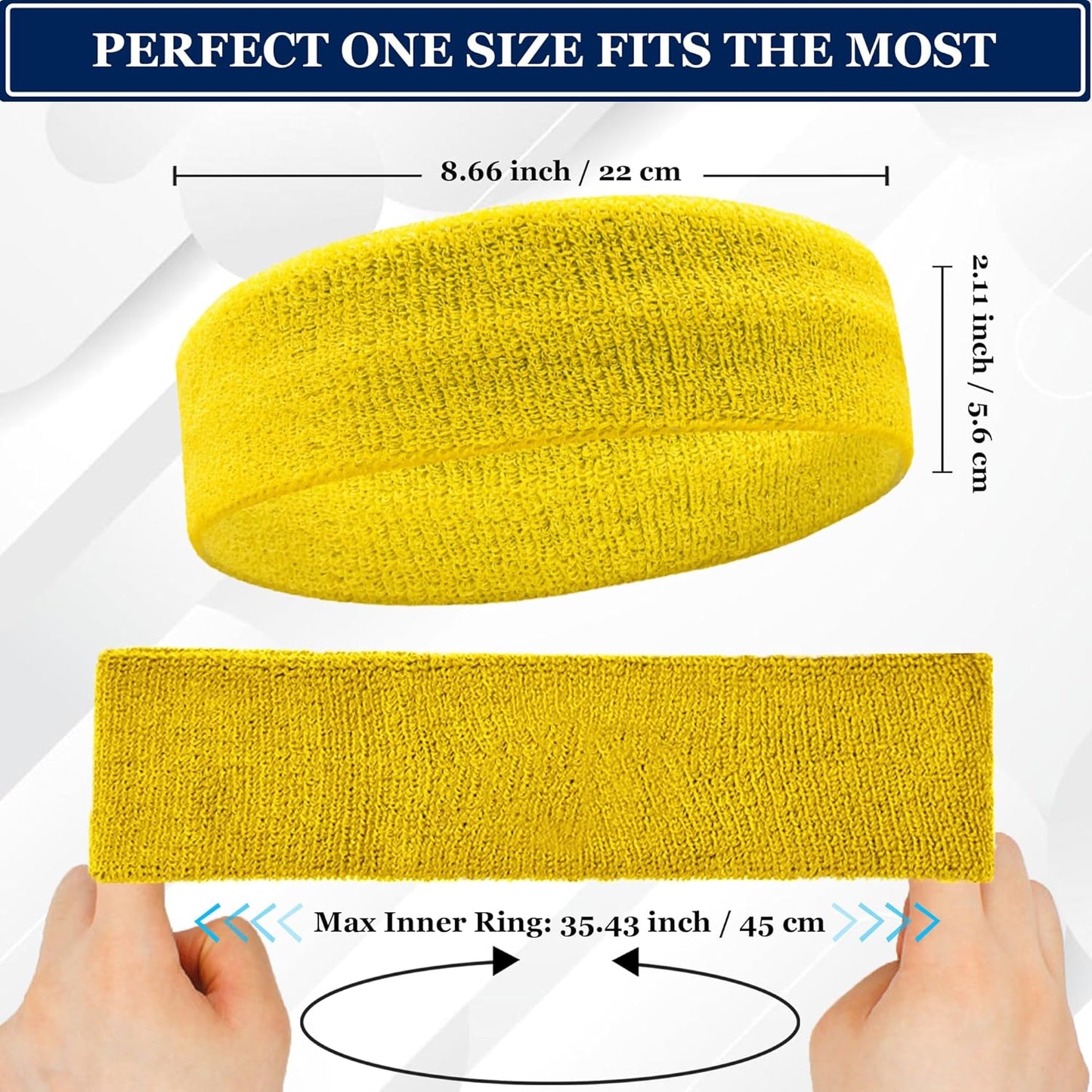 4 Pack Sweatbands Sports Headband for Men Women Moisture Wicking Athletic Cotton Terry Cloth Sweatband Sweat Bands Headbands for Tennis,Basketball,Pickleball,Running,Gym,Working Out -Black