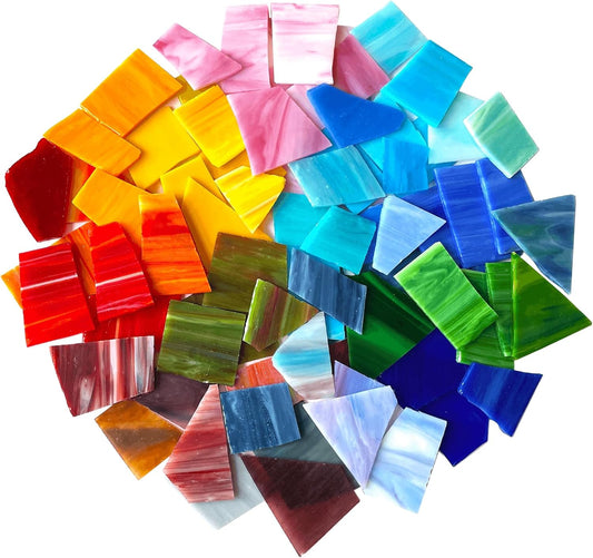 2.2LB Irregular Stained Glass Scraps - Mosaic Glass Pieces & Mosaic Tiles for Crafts Bulk in Assorted Colors and Shapes, Perfect for Mosaic Making Projects, Home Decor, and More