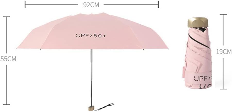 Mini Travel Sun Umbrella With Case - Small Compact UV Protection for Sun and Rain, Lightweight Windproof for Women Men Kids (Yellow)