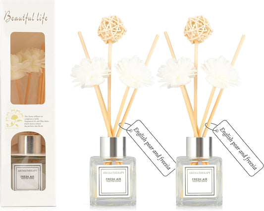 Reed Diffuser Set, 1.7 oz Scent Diffuser with Sticks, Lemon Scent for Bathroom Accessories Shelf Decor, Air Fresheners for Home, Home Fragrance Products, House Office Room Decor Aesthetic & Gift