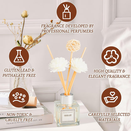 Reed Diffuser Set, 1.7 oz Scent Diffuser with Sticks, Lemon Scent for Bathroom Accessories Shelf Decor, Air Fresheners for Home, Home Fragrance Products, House Office Room Decor Aesthetic & Gift