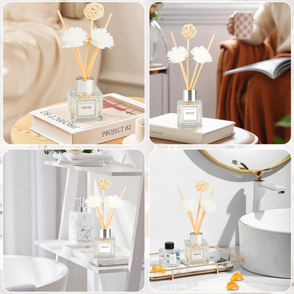 Reed Diffuser Set, 1.7 oz Scent Diffuser with Sticks, Lemon Scent for Bathroom Accessories Shelf Decor, Air Fresheners for Home, Home Fragrance Products, House Office Room Decor Aesthetic & Gift