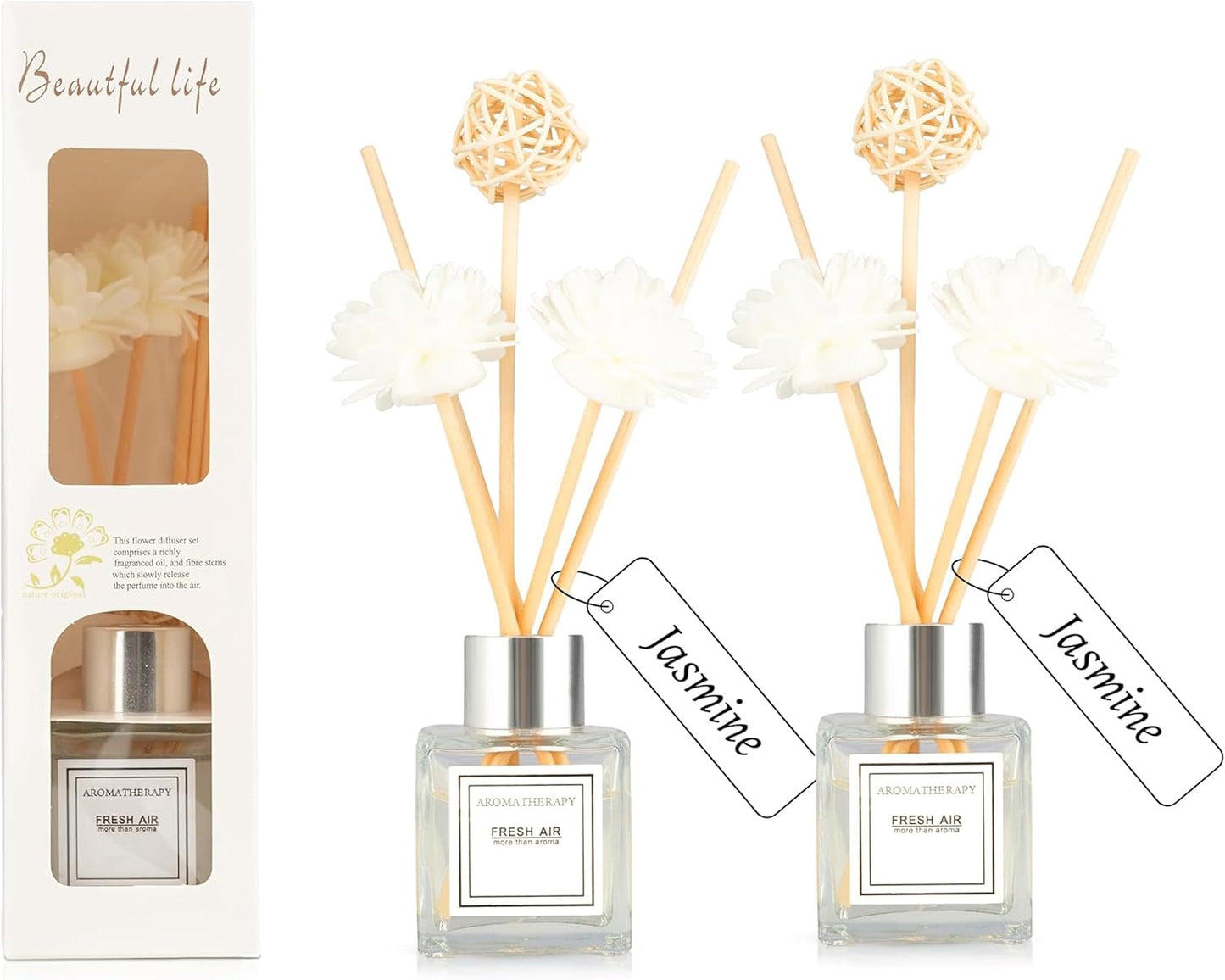 Reed Diffuser Set, 1.7 oz Scent Diffuser with Sticks, Lemon Scent for Bathroom Accessories Shelf Decor, Air Fresheners for Home, Home Fragrance Products, House Office Room Decor Aesthetic & Gift