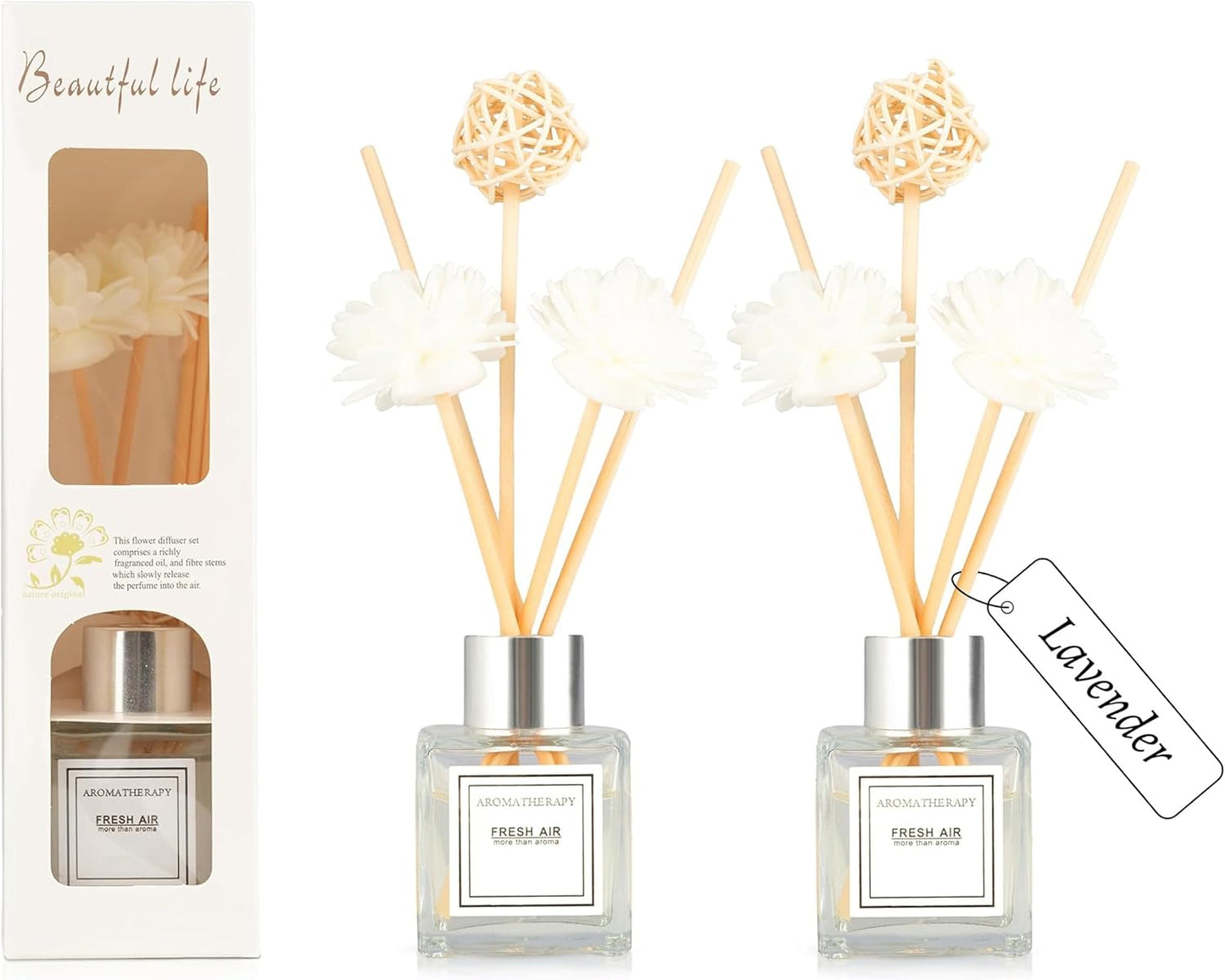 Reed Diffuser Set, 1.7 oz Scent Diffuser with Sticks, Lemon Scent for Bathroom Accessories Shelf Decor, Air Fresheners for Home, Home Fragrance Products, House Office Room Decor Aesthetic & Gift