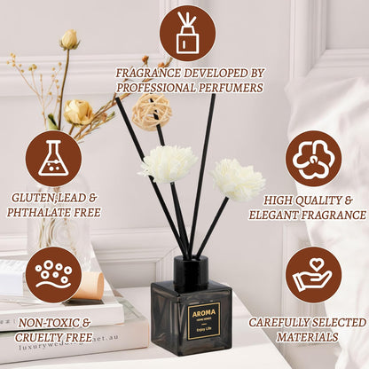 Reed Diffuser Set, 1.7 oz Scent Diffuser with Sticks, Lemon Scent for Bathroom Accessories Shelf Decor, Air Fresheners for Home, Home Fragrance Products, House Office Room Decor Aesthetic & Gift