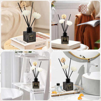 Reed Diffuser Set, 1.7 oz Scent Diffuser with Sticks, Lemon Scent for Bathroom Accessories Shelf Decor, Air Fresheners for Home, Home Fragrance Products, House Office Room Decor Aesthetic & Gift