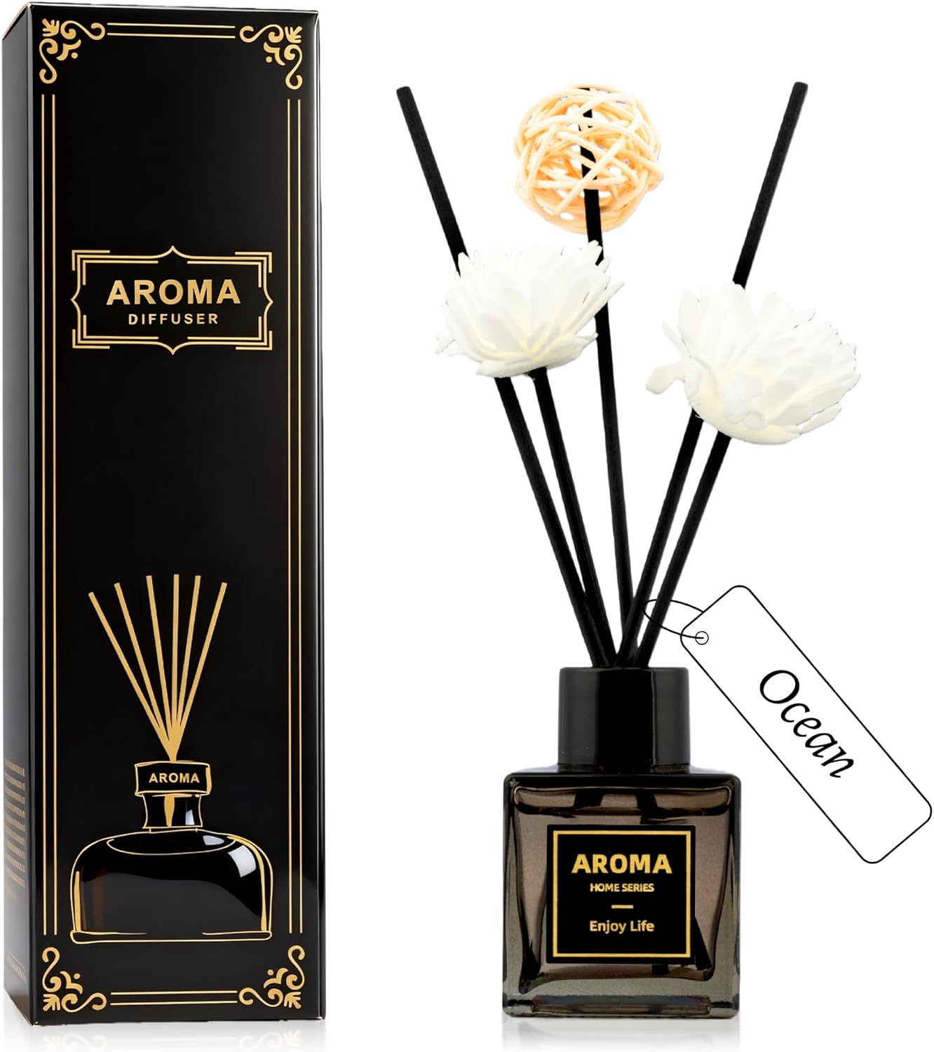 Reed Diffuser Set, 1.7 oz Scent Diffuser with Sticks, Lemon Scent for Bathroom Accessories Shelf Decor, Air Fresheners for Home, Home Fragrance Products, House Office Room Decor Aesthetic & Gift