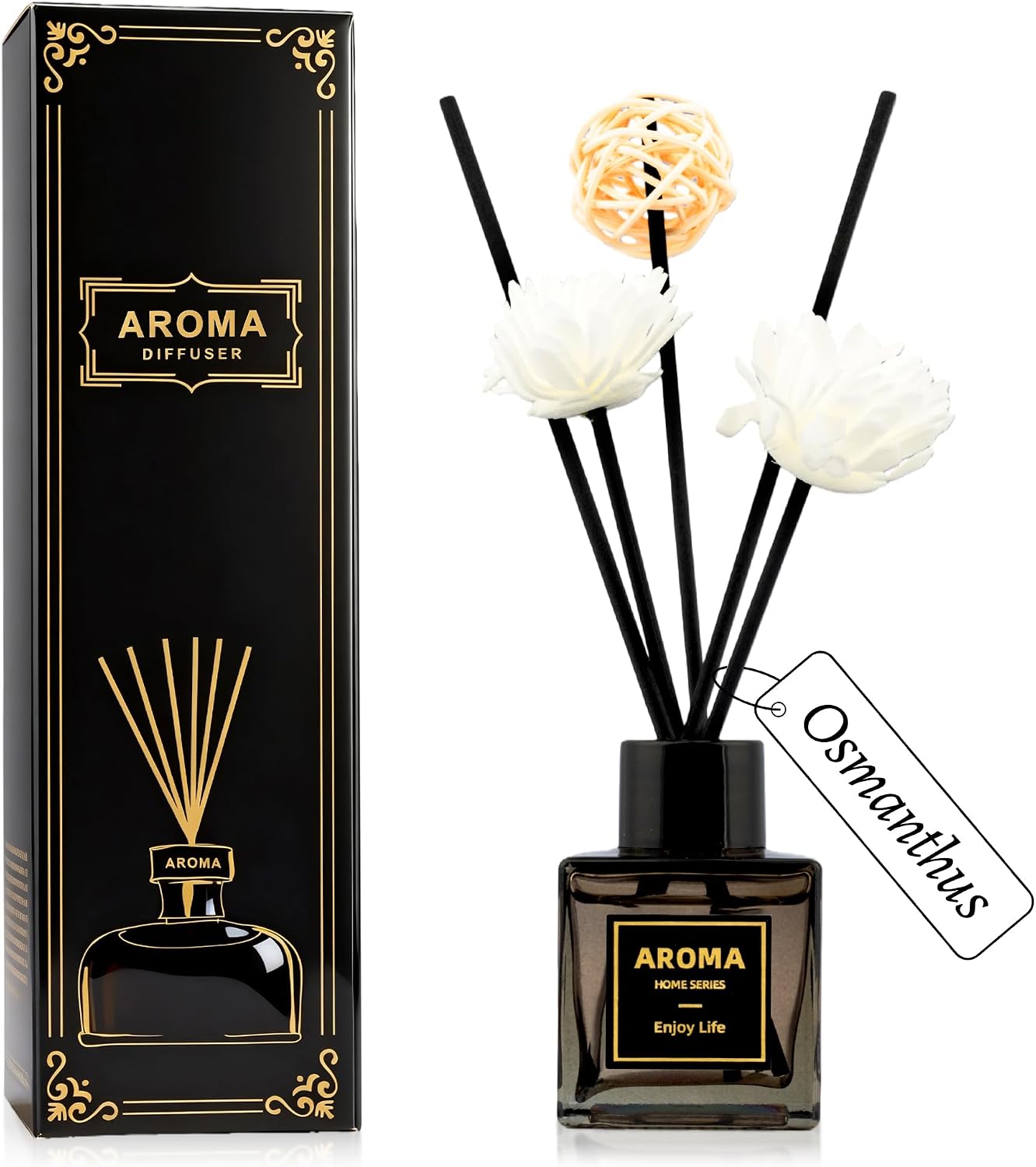 Reed Diffuser Set, 1.7 oz Scent Diffuser with Sticks, Lemon Scent for Bathroom Accessories Shelf Decor, Air Fresheners for Home, Home Fragrance Products, House Office Room Decor Aesthetic & Gift