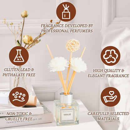 Reed Diffuser Set, 1.7 oz Scent Diffuser with Sticks, Lemon Scent for Bathroom Accessories Shelf Decor, Air Fresheners for Home, Home Fragrance Products, House Office Room Decor Aesthetic & Gift