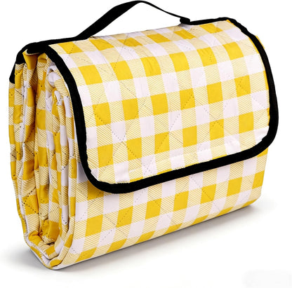 Outdoor Picnic Blanket, 60''x 80'' Waterproof Camping Blanket | Durable and Spacious, Foldable and Portable for Families, Perfect for Hiking/Beach/Park, and Nature Excursions(Yellow)