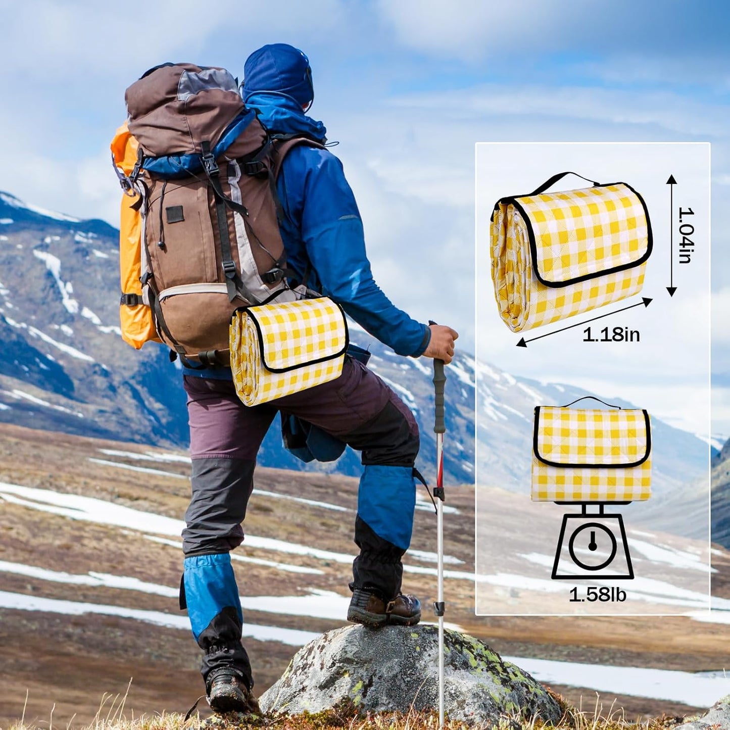 Outdoor Picnic Blanket, 60''x 80'' Waterproof Camping Blanket | Durable and Spacious, Foldable and Portable for Families, Perfect for Hiking/Beach/Park, and Nature Excursions(Yellow)
