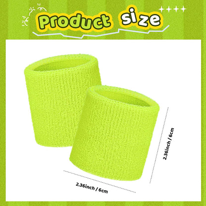 12 Pcs Wristbands Sweatband for Women Men, Neon 80s Sport Wrist Bands for Baseball Basketball Football Tennis Soccer Team Gymnastics Spirit Absorbent Sweatbands