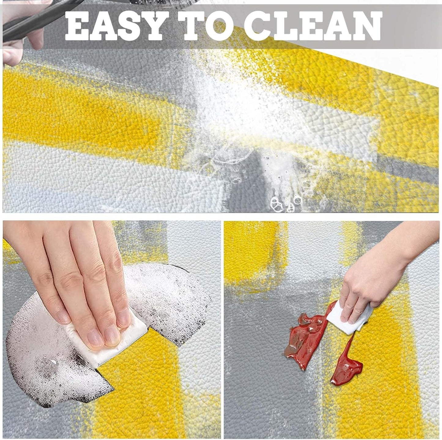 Yellow Dish Drying Mat for Kitchen Counter, Grey Dish Drying Pad with Anti-Slip Rubber Base, Absorbent Kitchen Sink Mat with Abstract Art Decor (1 pc 18" x 16")