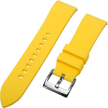 Silicone Watch Band for Men - Yellow Quick Release Watch Band for Women Soft - Waterproof Smart Watch Bracelet Clasp - Correa de Silicona para Reloj Replacement - 18mm 19mm 20mm 21mm 22mm 24mm