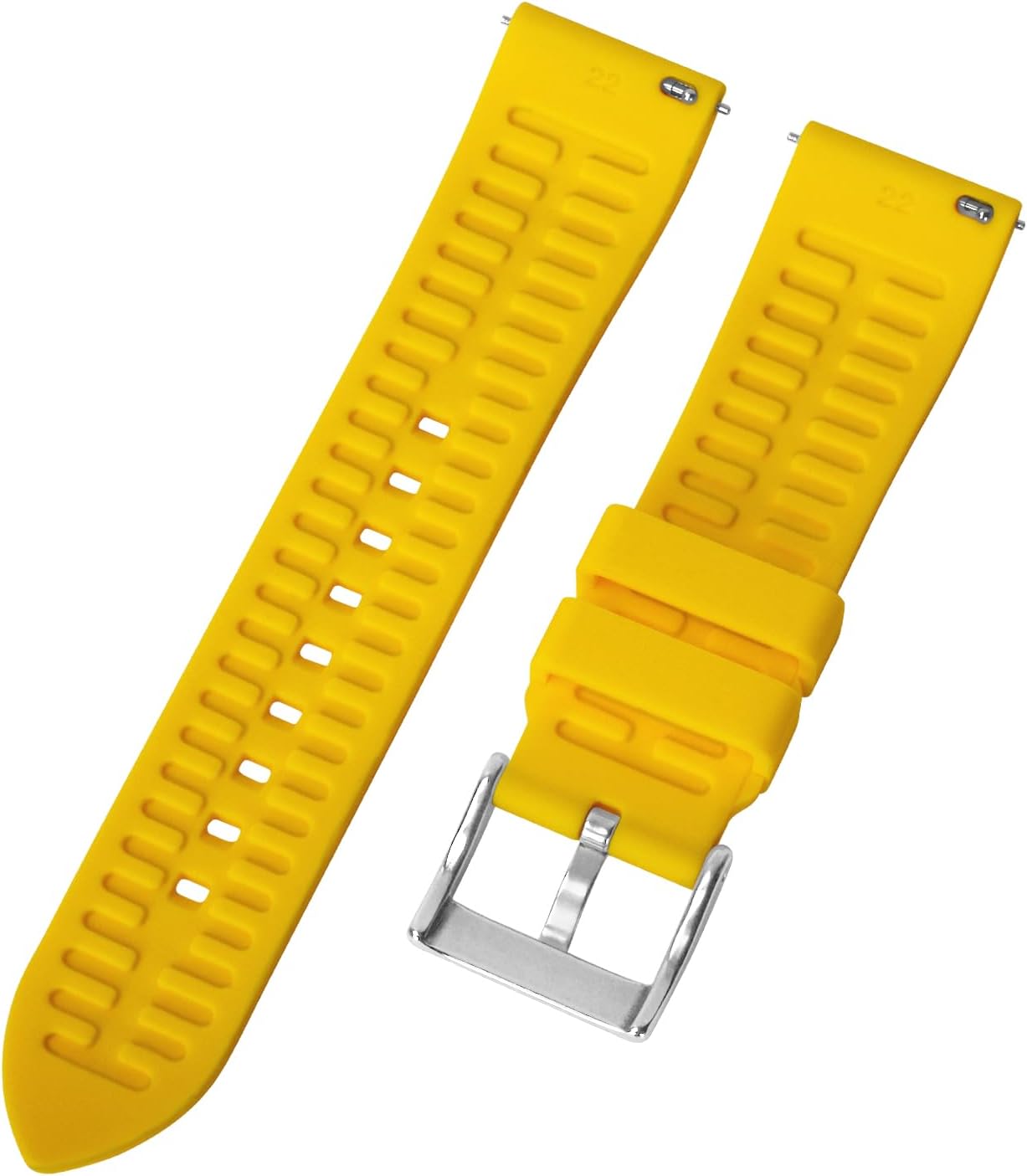 Silicone Watch Band for Men - Yellow Quick Release Watch Band for Women Soft - Waterproof Smart Watch Bracelet Clasp - Correa de Silicona para Reloj Replacement - 18mm 19mm 20mm 21mm 22mm 24mm