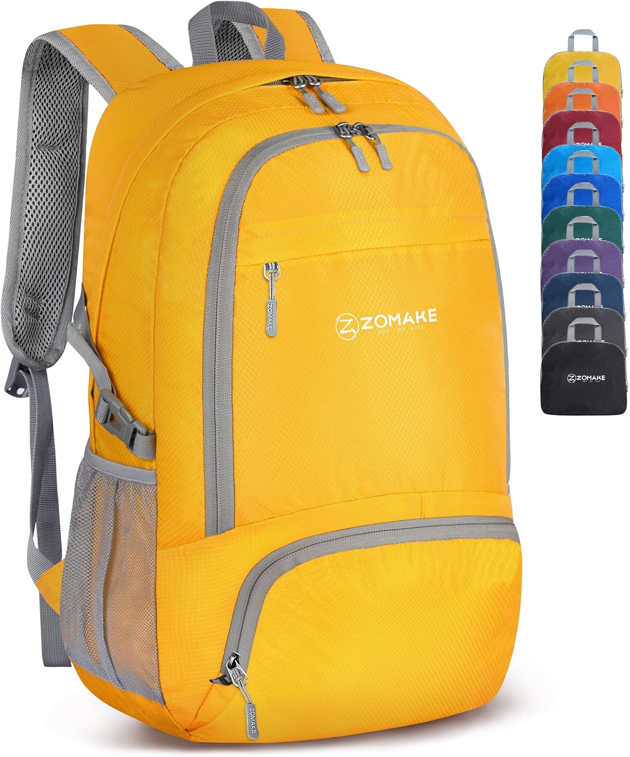 Lightweight Packable Backpack 30L, Foldable Travel Hiking Daypack | Water Resistant Collapsible Backpacks, Folding Day Pack for Outdoor Camping Sport, Everyday Carry, Multiple Pockets(Yellow)
