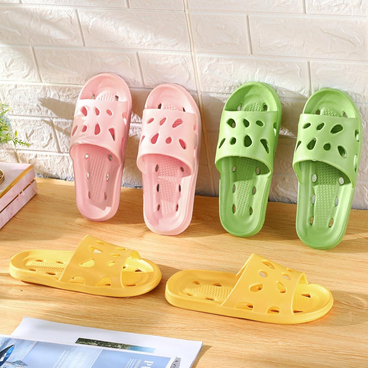 3 Pairs Shower Shoes Bulk Women Men Bathroom Shower Slippers Quick Drying Non Slip for Home Pool Beach Indoor