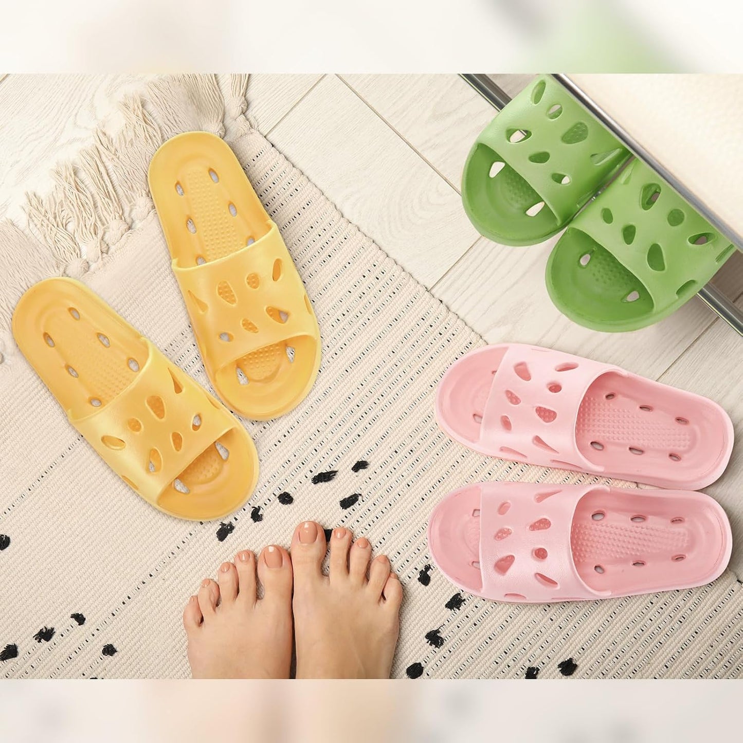 3 Pairs Shower Shoes Bulk Women Men Bathroom Shower Slippers Quick Drying Non Slip for Home Pool Beach Indoor