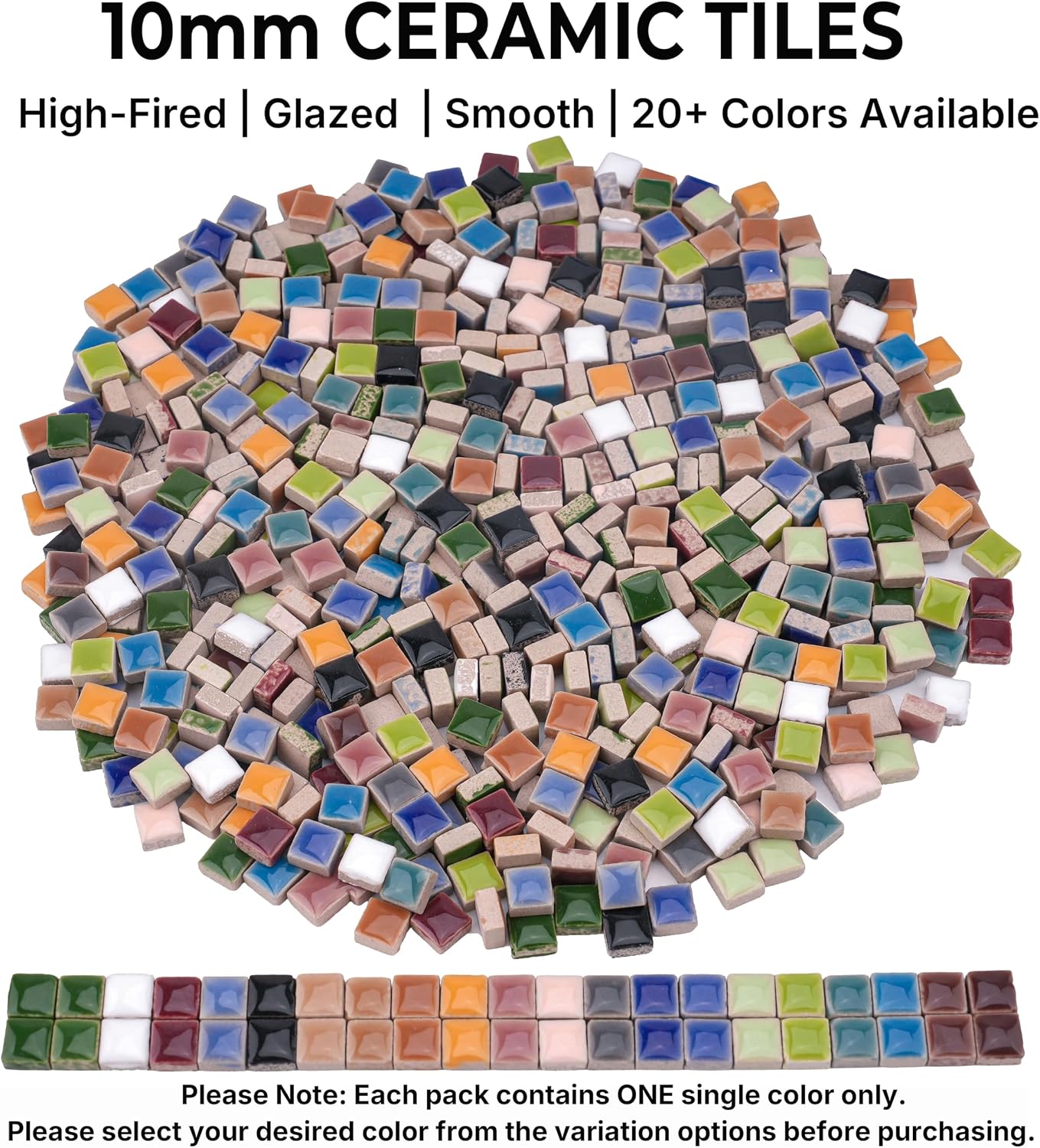 Ceramic Square Mosaic Tiles for Crafts, 10mm Small Tiles for Detailed DIY Jewelry Boxes & Art Project, Essential Mosaic Supplies - 0.5 lb/Approx 230 Pcs (Canary Yellow)