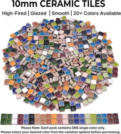 Ceramic Square Mosaic Tiles for Crafts, 10mm Small Tiles for Detailed DIY Jewelry Boxes & Art Project, Essential Mosaic Supplies - 0.5 lb/Approx 230 Pcs (Canary Yellow)
