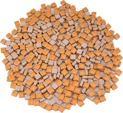 Ceramic Square Mosaic Tiles for Crafts, 10mm Small Tiles for Detailed DIY Jewelry Boxes & Art Project, Essential Mosaic Supplies - 0.5 lb/Approx 230 Pcs (Canary Yellow)