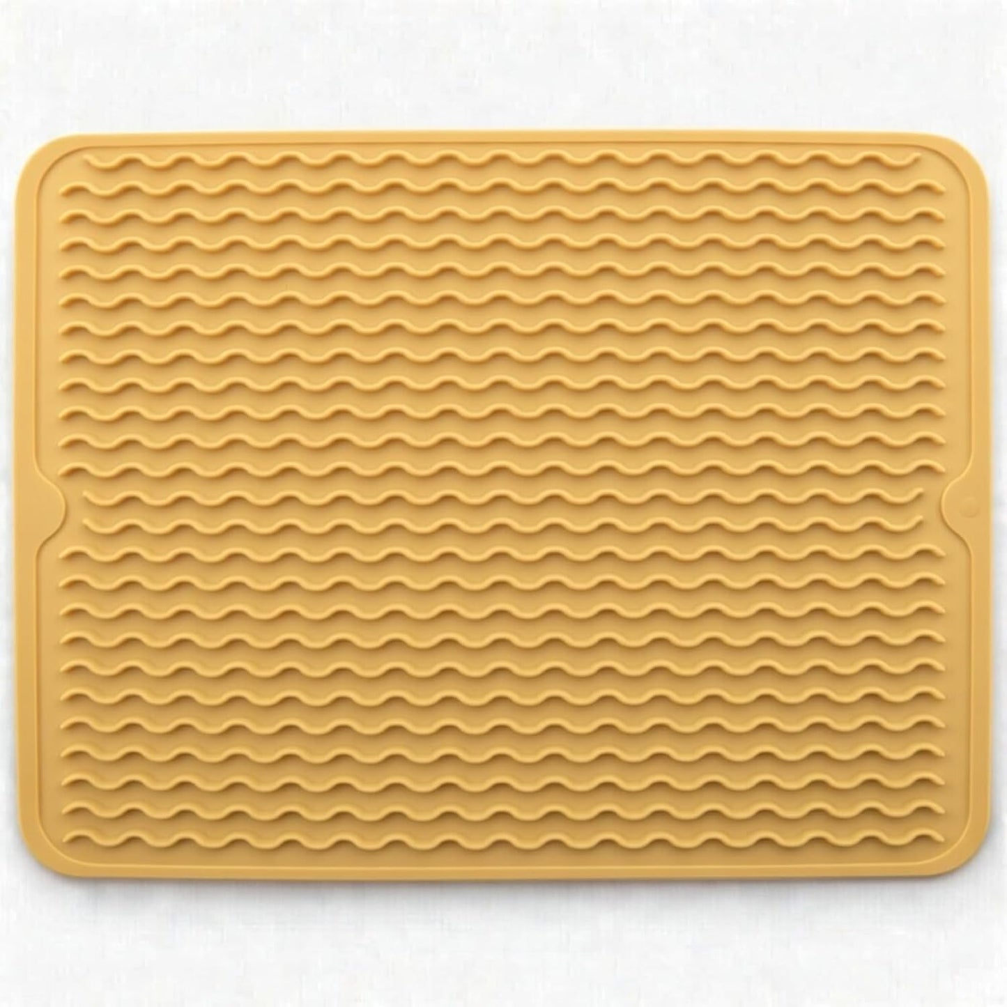 Silicone Drying Mat 16 × 12 – Non-Slip Sink Mat for Kitchen Counter, Heat-Resistant Food-Grade Dish Pad, Versatile Easy-Clean Multipurpose Drawer Liner (Yellow Tan, 16" x 12")