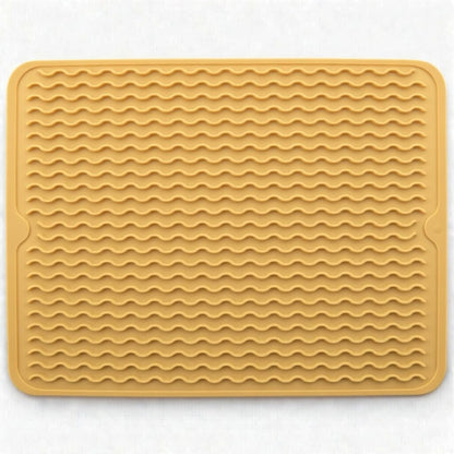 Silicone Drying Mat 16 × 12 – Non-Slip Sink Mat for Kitchen Counter, Heat-Resistant Food-Grade Dish Pad, Versatile Easy-Clean Multipurpose Drawer Liner (Yellow Tan, 16" x 12")