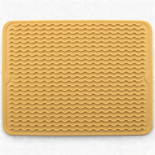 Silicone Drying Mat 16 × 12 – Non-Slip Sink Mat for Kitchen Counter, Heat-Resistant Food-Grade Dish Pad, Versatile Easy-Clean Multipurpose Drawer Liner (Yellow Tan, 16" x 12")