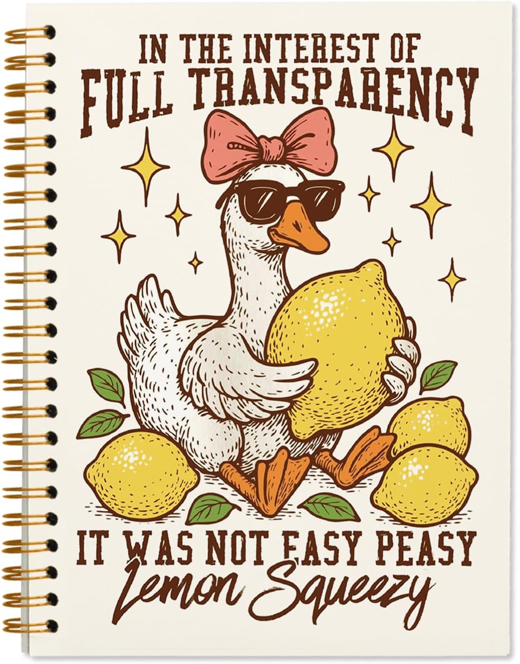 Summer Silly Goose Lemon Journal Notebook 5.5x8.3 | Lemon Goose Gifts for Teen Girls Women; Funny Notebooks for College Work School Office Note Taking