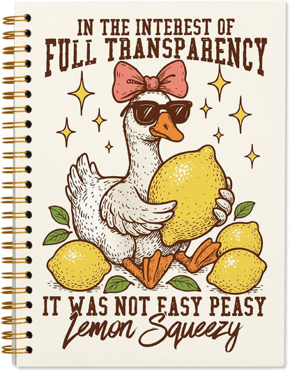 Summer Silly Goose Lemon Journal Notebook 5.5x8.3 | Lemon Goose Gifts for Teen Girls Women; Funny Notebooks for College Work School Office Note Taking